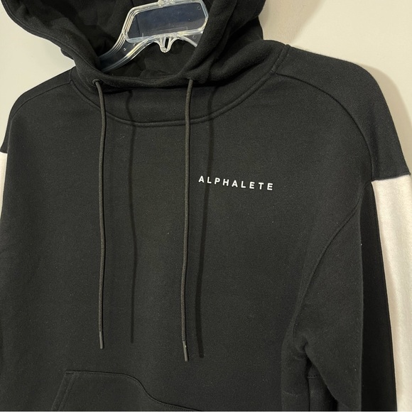 Alphalete Black Stripe Hoodie Pullover Hoodie Sweatshirt Athleisure Gym Men’s S - Picture 8 of 15